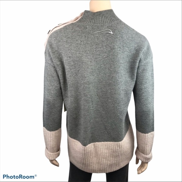 Max Studio Grey Beige Colour Block Knitted Mock Turtleneck Wool Blend Sw… - Picture 5 of 7